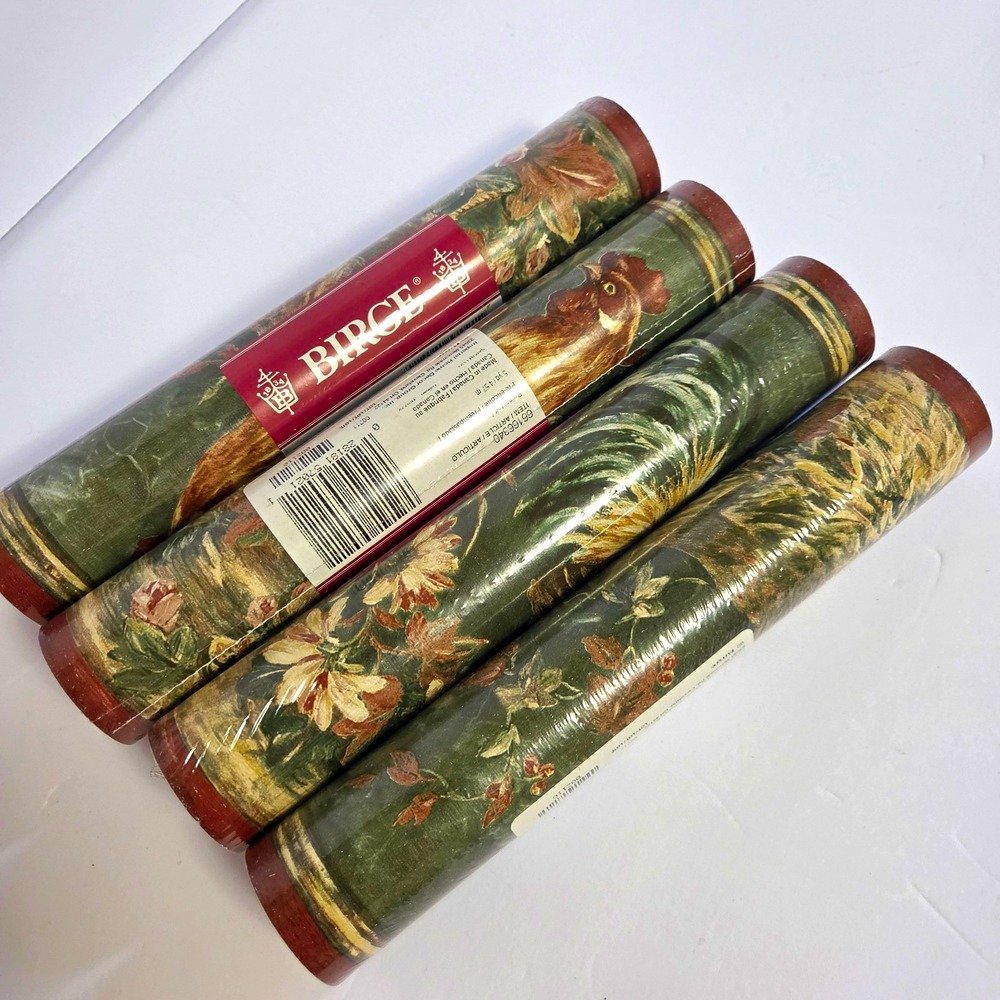 Vtg Wallpaper Border Rooster Chickens 20 yds Poultry Farm Nature Country Harvest
